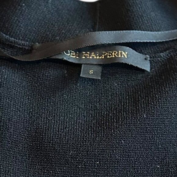 Kobi Halperin Black Open-Front Long-Length Vest Topper Fringe Pockets Size Small - Picture 13 of 13